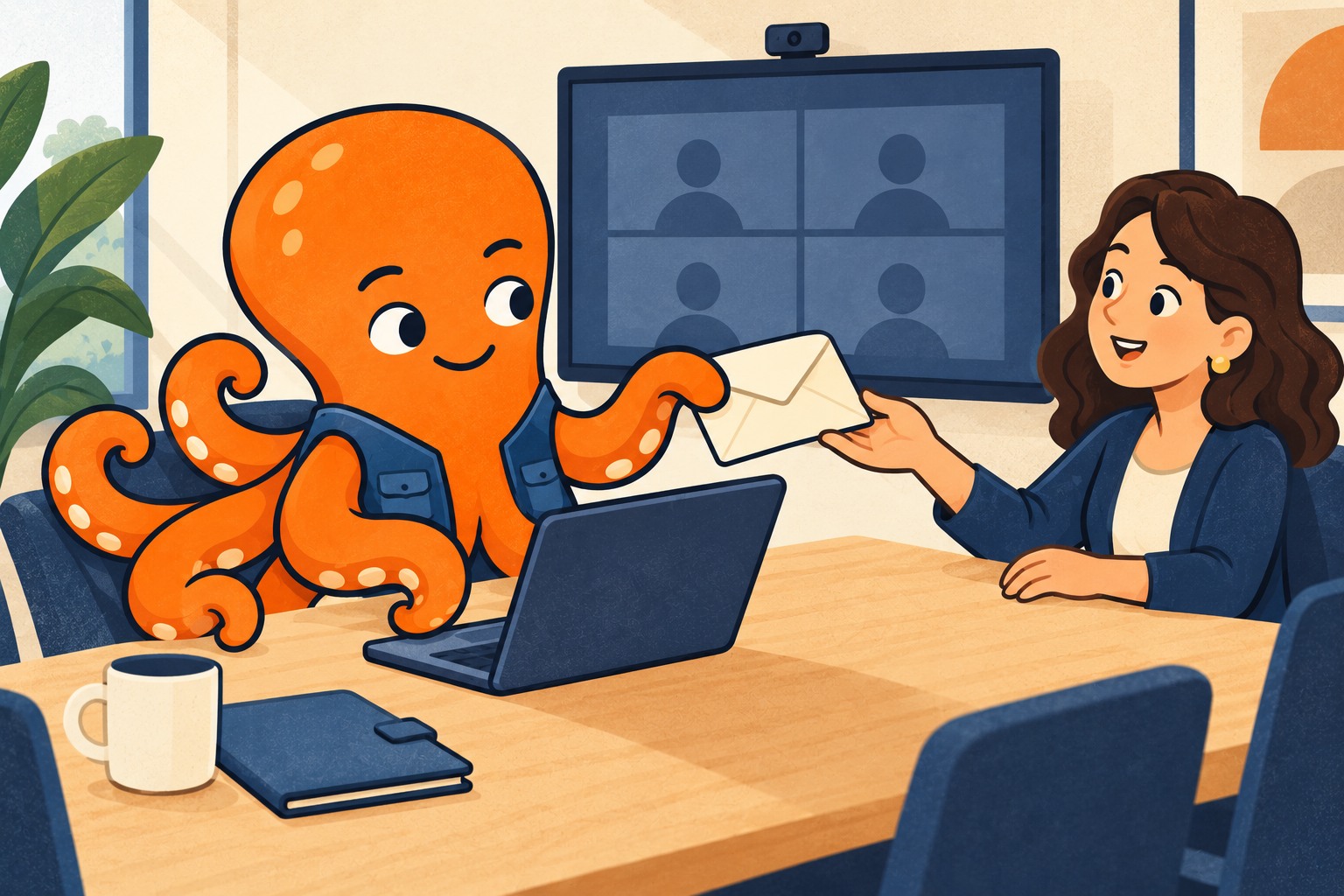 Chobotnice předává doklad kontaktní osobě pro fakturaci Zoomu.